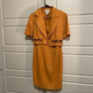 Vintage dress suit set with gold metal accents